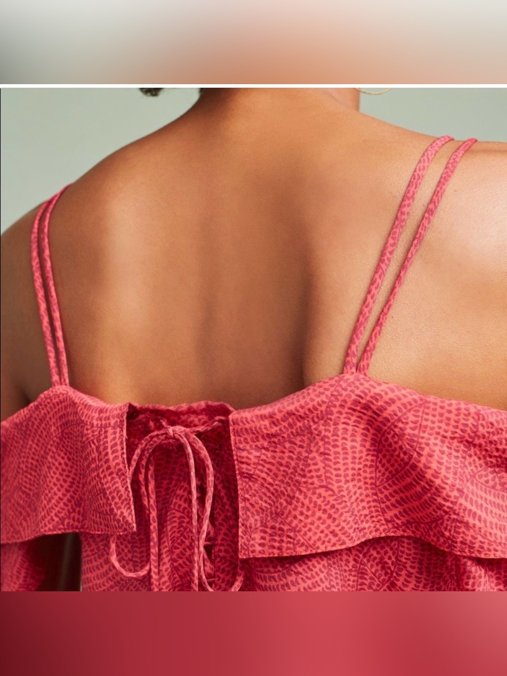 Anthropologie Maeve Off Shoulder Top Medium Coral Ruffle Cold Shoulder Boho - Picture 4 of 12